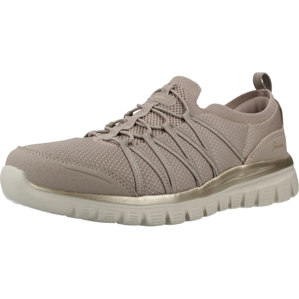 Skechers Women's Graceful Purecrush Trainers, Taupe/Gold Knit, 6 UK