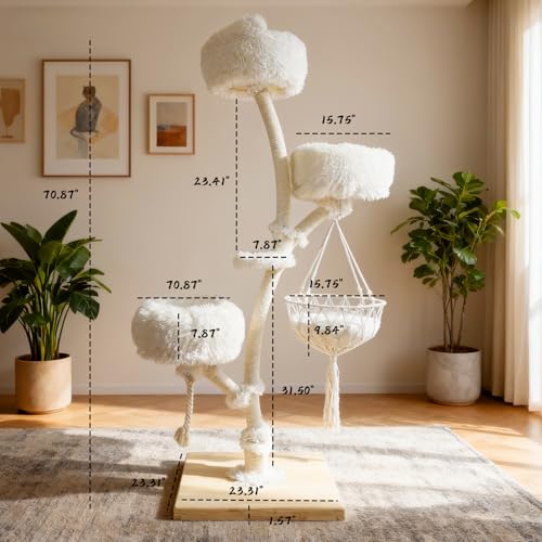 Torre moderna para gatos de 70" multi-nivel para interiores miniatura 6
