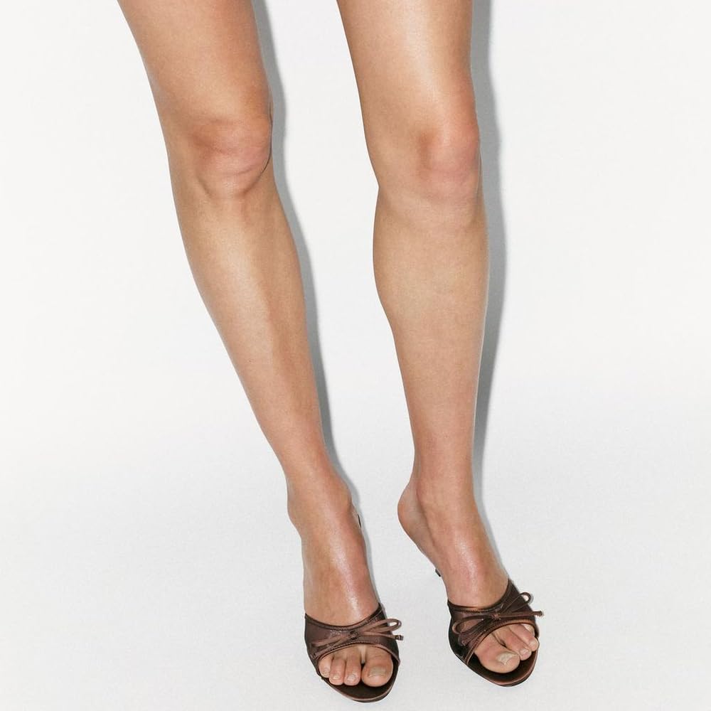 YIYA Women's Leopard Print Mules Heels with Bow Open Round Toe Stiletto High Heels Party Dress Slip On Backless Sandals - Image 7