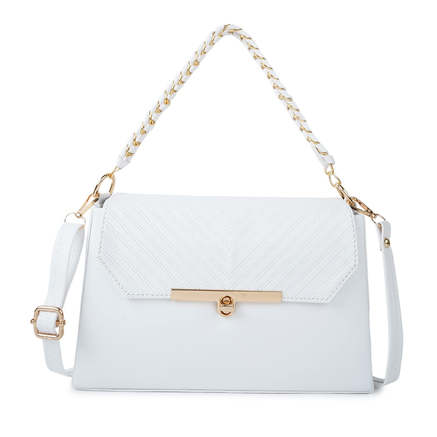 Fargo Leatherette Shoulder Sling Bags For Women's Ladies (White_FGO-567)