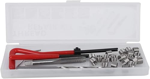 Ejoyous Kit de 25 piezas de inserción de reparación de roscas con caja de plástico transparente para maquinaria de procesamiento, kit surtido de