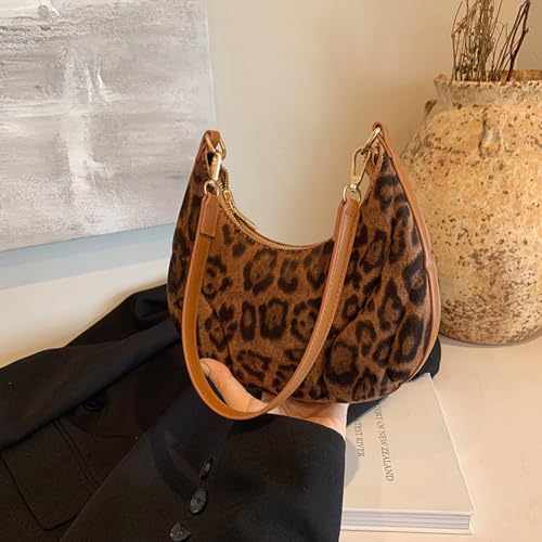 Shoulder Bag for Women Leopard Print Underarm Bag PU Leather Zipper Closure Trendy Hobo Bag for Work Travel2