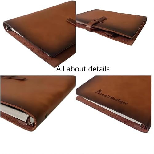 Miniatura 2 de Cuaderno de escritura en espiral de cuero genuino, cuaderno A5 con cubierta de cuero para hombres y mujeres, carpeta de 6 anillas, bloc de notas