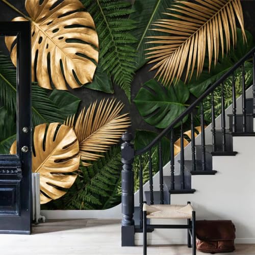 Papier peint panoramique nature plantes vertes tropicales de luxe 250x175cm