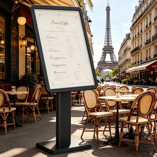 Présentoir porte-affiches 50x70 noir avec pied réglable et cadre en aluminium durable