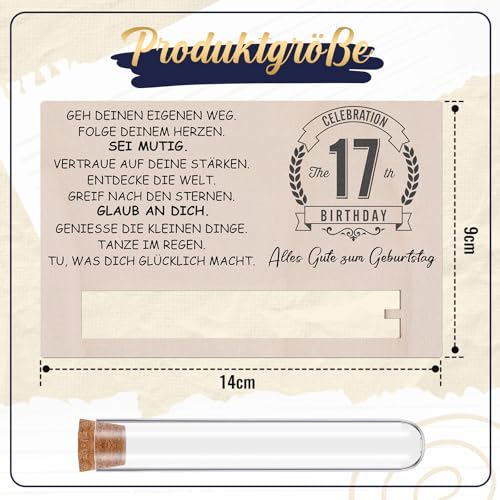 Otuuz Geldgeschenke Geschenk zum 17. Geburtstag für Mädchen und Jungen - Holzkarte und Reagenzglas Geburtstag Geld Gutschein Verpackung Geschenkverpackung