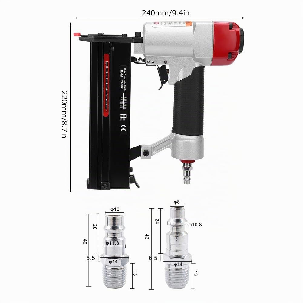 Kit de clavadora neumática de 2 en 1, juego de clavadora micro ligera sin cabeza con alimentación de aire, pistola clavadora de acabado con convertidor para muebles, gabinetes y decoración interior