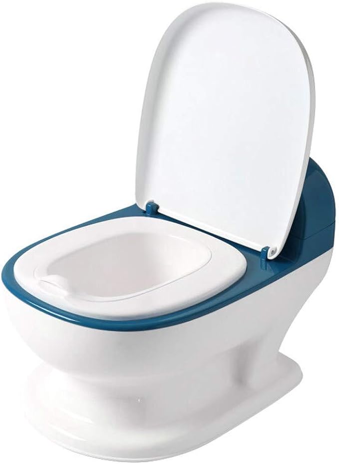 NYKK Potty Training & Step Stools,Seats NYKK Travel Potty Baby Mini Toilet Shaped Like Potty Soft Cushioned with Lid, Toilet Training Seat with Flush Sound for Kids Boys Girls Potty Training (Color : Blue)