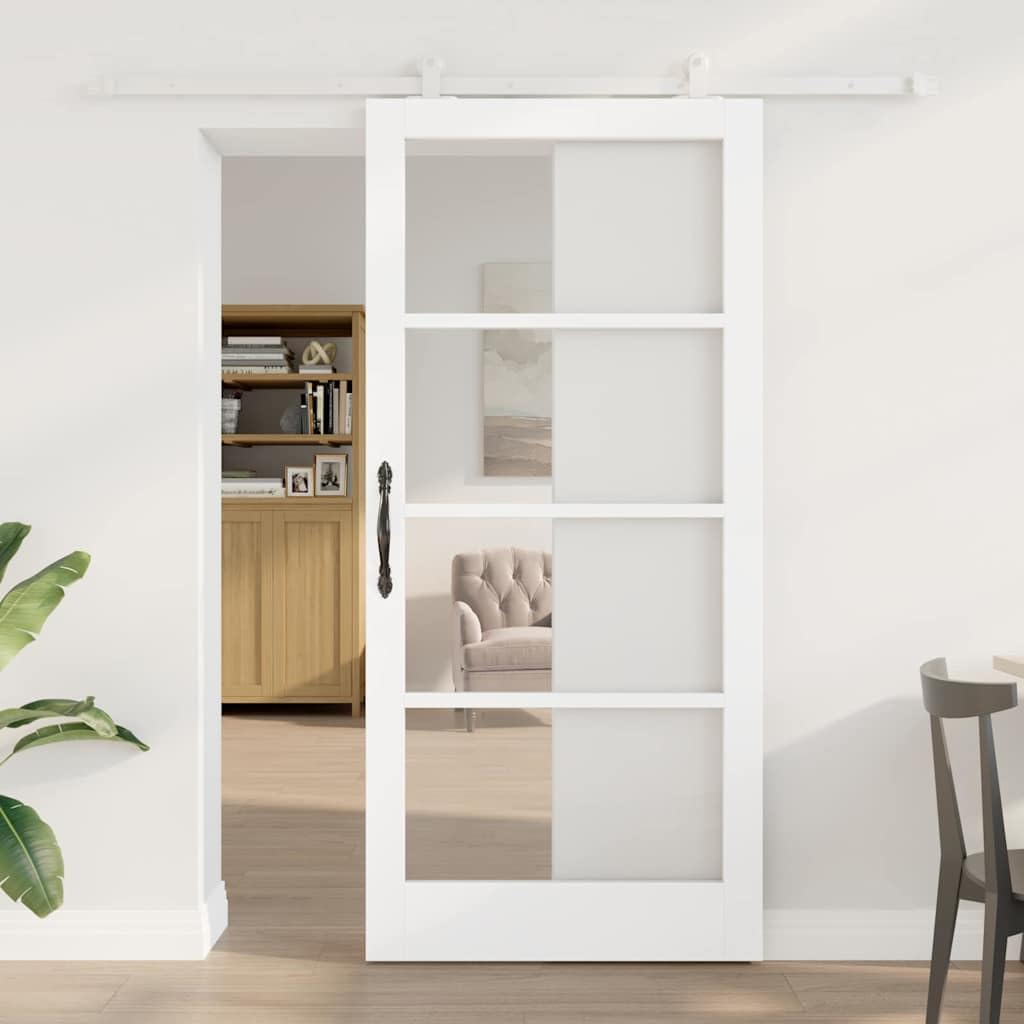 Porta scorrevole Orkdal bianca, 93 x 202 cm, in legno massiccio e