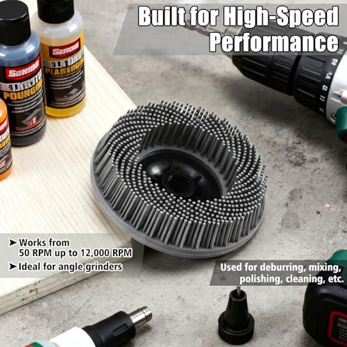 Image of Zhehao 4-1 /2 inch Grey 120 Grit Bristle Disc with 5 /8 inch-11 Threaded Hub Ceramic-Aluminum Oxide Abrasive Brush for Angle Grinder Remove Paint, Rust, Coatings, Weld Slag, Contaminants Max 12000 RPM Speed
