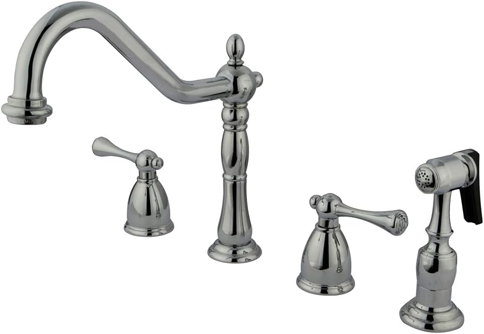 Kingston Brass KB7795BLBS English Country 8-Inch Widespread Kitchen Faucet with Brass Sprayer, Oil Rubbed Bronze