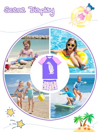 Image of weVSwe Girls Rash Guard Set 2-Piece UPF 50+ Sun Protection Swimsuit 2T-14 Years
