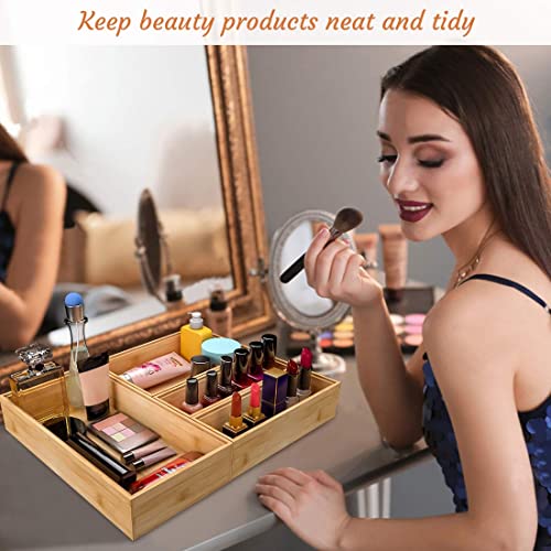 Bambloom Utensil Organizer Silverware Drawer Organizer - Stackable Bamboo Flatware Caddy Cutlery Holder, Wooden Storage Boxes Tray For Bedroom, Kitchen, Office, Bathroom, Vanity & Garage Tool Organization, 9X3X2.5Inch #TOP6