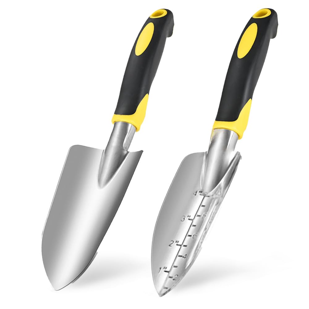 Guoxintech 2pcs Gardening Tools Set Garden Trowel and Hand Wide Shovel Pointed with Soft Rubberized Non-Slip Ergonomic Handle for Planting, Transplanting, Weeding, Gardening Gift
