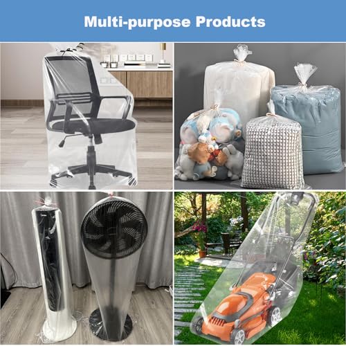ZHYOPING 5 Stück Extra Große Transparente Plastiktüten, 100×120cm, 100 µm, Wiederverwendbare und Wasserdichte Aufbewahrungstaschen mit 5 Kabelbindern für Staubdicht, Gepäck, Koffer, Möbel, Dachboden