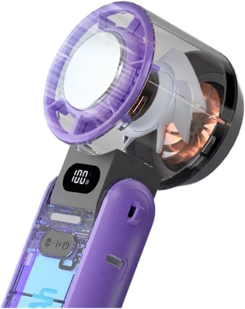 Outdoor Foldable Portable Handheld Fan Fit For Cooling Rechargeable 3600mAh 100-level Free Control High Speed Turbo Fan(Grey lCE)