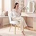 BestGlory Petal Makeup Vanity Chair with Back, Flower Chair Comfy No Wheels for Girls Women, Makeup Chair with Golden Metal Legs & Lumbar Pillow for Living Room/Makeup Room/Bedroom/Home Office - White