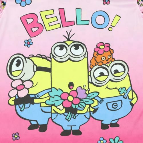 Despicable Me Girls' Flower Bello! Minions Sleep Pajama Sleep Set Shorts4