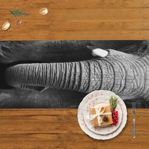 Chemin de table imprimé éléphant lavable et nappe de style rustique - 6