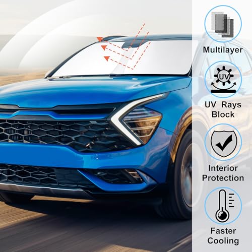Image of Windshield Sun Shade Custom Fit for 2023 2024 2025 2026 Kia Sportage NQ5 Accessories Foldable Sunshade Sun Blocker Protect Car from Sun Rays & Heat Damage Keep Car Cooler