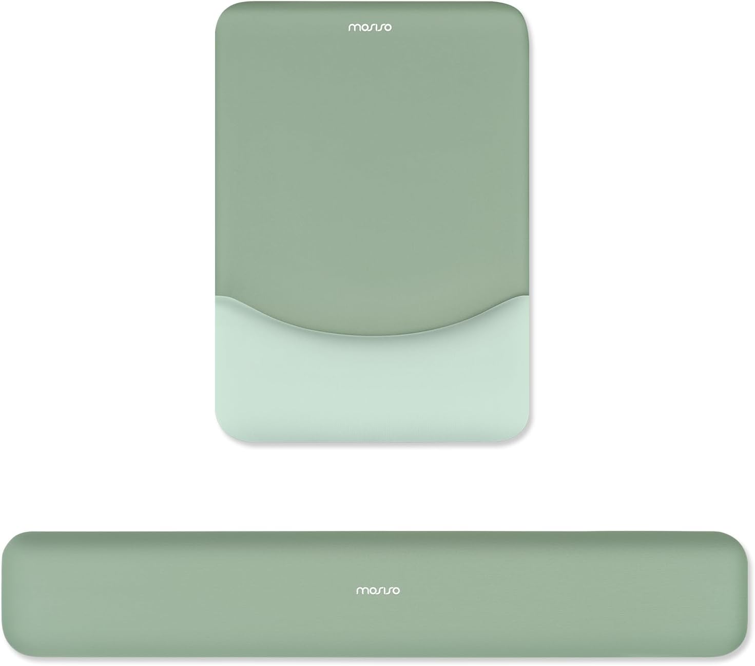 MOSISO Wrist Rest Support for Mouse Pad&Keyboard Set, Rectangular Ergonomic Mousepad Non-Slip Base Home/Office Pain Relief&Easy Typing Pad with Neoprene Cloth&Raised Silicone Lining, Green