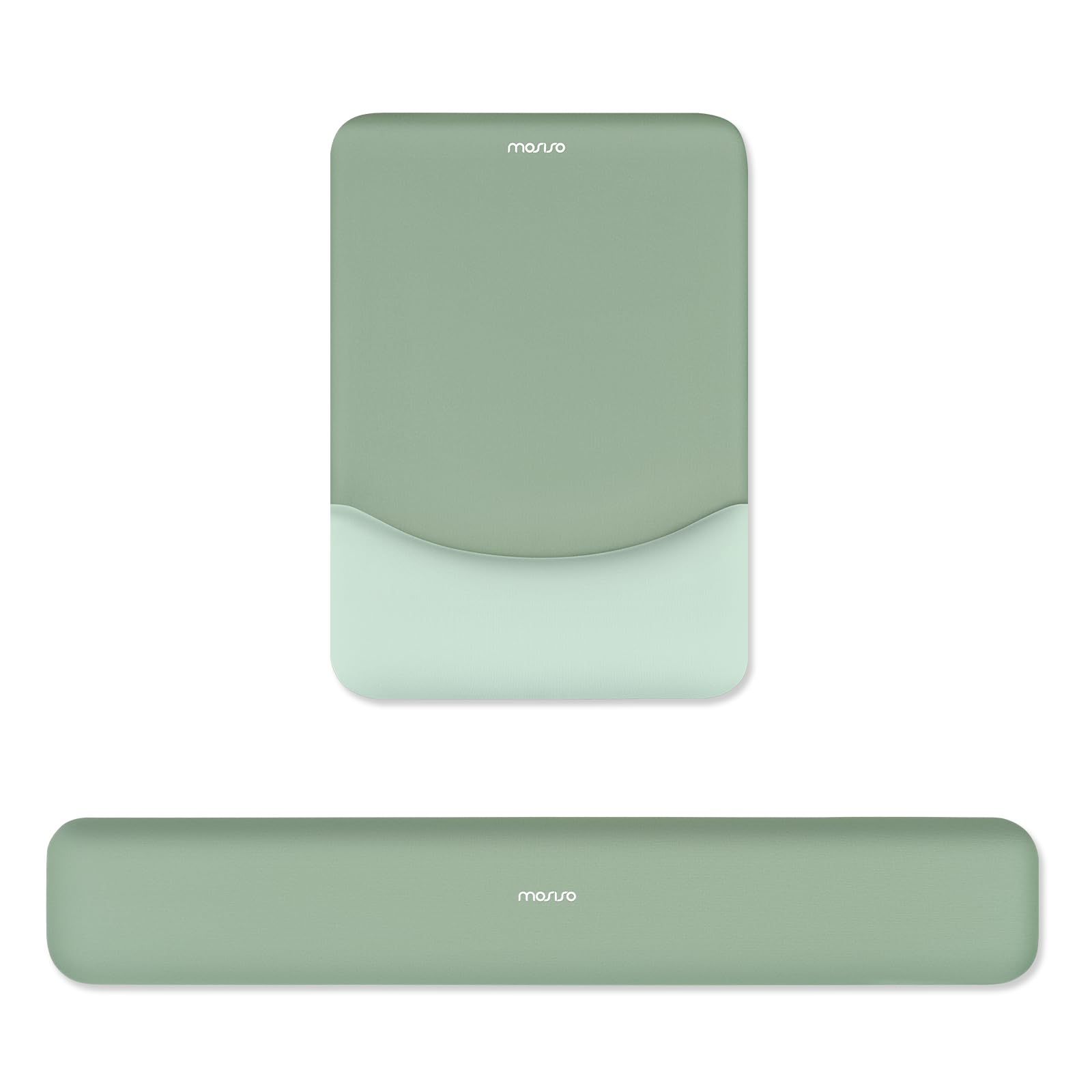 MOSISO Wrist Rest Support for Mouse Pad&Keyboard Set, Rectangular Ergonomic Mousepad Non-Slip Base Home/Office Pain Relief&Easy Typing Pad with Neoprene Cloth&Raised Curved Memory Foam, Green