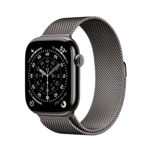 Image of Apple Watch Series 11 [GPS + Cellular 46mm] Smartwatch with Slate Titanium Case with Slate Milanese Loop - M /L. Sleep Score, Fitness Tracker, Health Monitoring, Always-On Display, Water Resistant