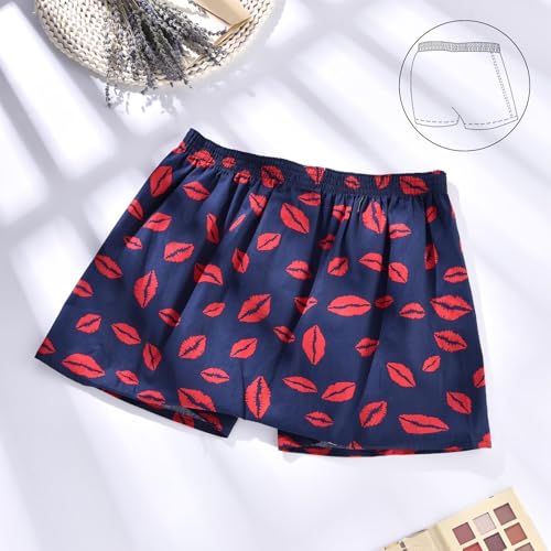 Mens Cotton Boxers Funny Woven Pattern Plaid Boxer Shorts Inseam Pajamas Single Pack4