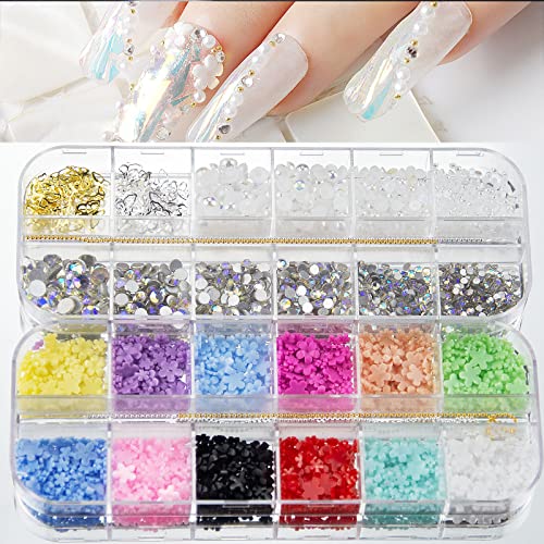 Spring Blossom 3D Flower Nail Charms Colorful Tiny Flower Nail Charms Mix Starry Ab Multi Sizes Crystal Nail Rhinestones Gems Pearls For Nail Art Diy Jewelry Accessories Crafts #TOP18