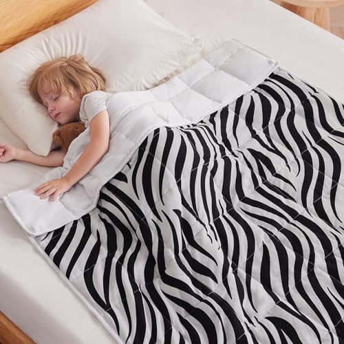 anfie Weighted Blanket Kids (36"x48" 5lbs) Weighted Blanket Cooling Blanket for Sleeping,Throw Size Breathable Blanket with Premium Glass Bead(White Zebra)
