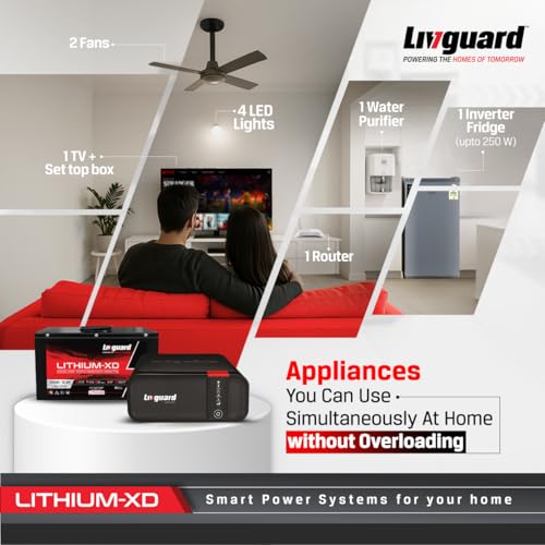 Image of Livguard Lithium XD Combo - 900VA Pure Sine Wave Inverter with 100Ah Li-ion Battery | 2X Fast Charging | 36 Months Warranty