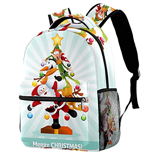 Sac à dos d'école sapin de Noël grand cartable étudiant filles garçons
