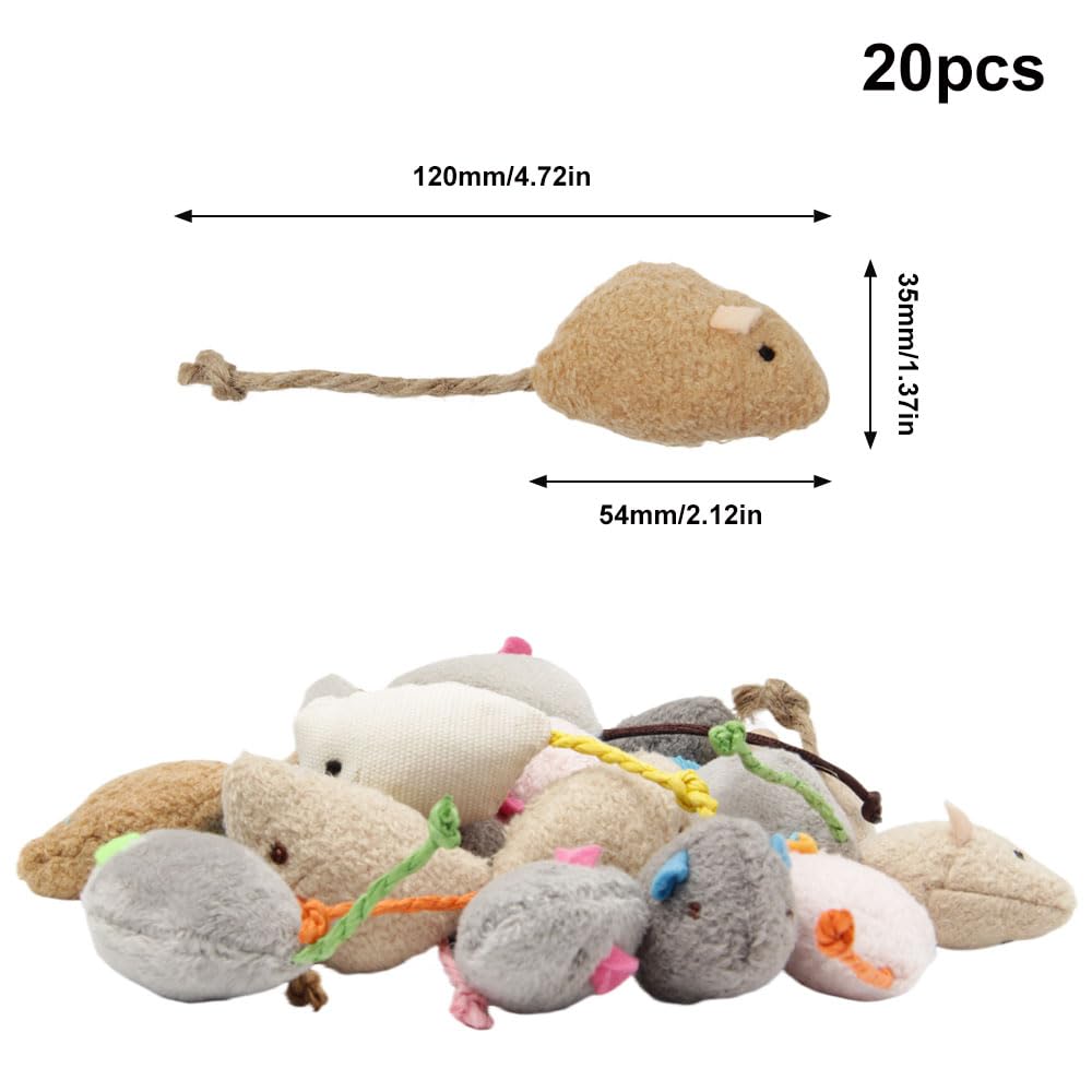 20 Piezas Juguetes paraGatos Ratas Ratones para Gatos de Peluche Ratones de Juguete de Hierba Gatera Juguete de Ratón de Peluche de Gato Interior (Multicolor)