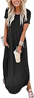 ANRABESS Women's Short Sleeve Summer Maxi Dress - Loose Fit Split Beach Sundress for Vacation Travel Outfits