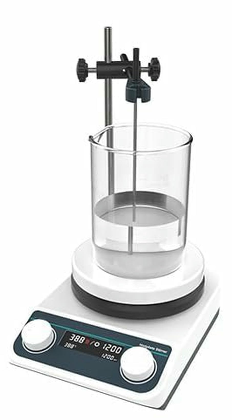 Mezclador magnético de laboratorio de calefacción, velocidad de 200-1500 rpm, temperatura máxima de 280 °C, motor sin escobillas, clip de sonda de 3 agujeros