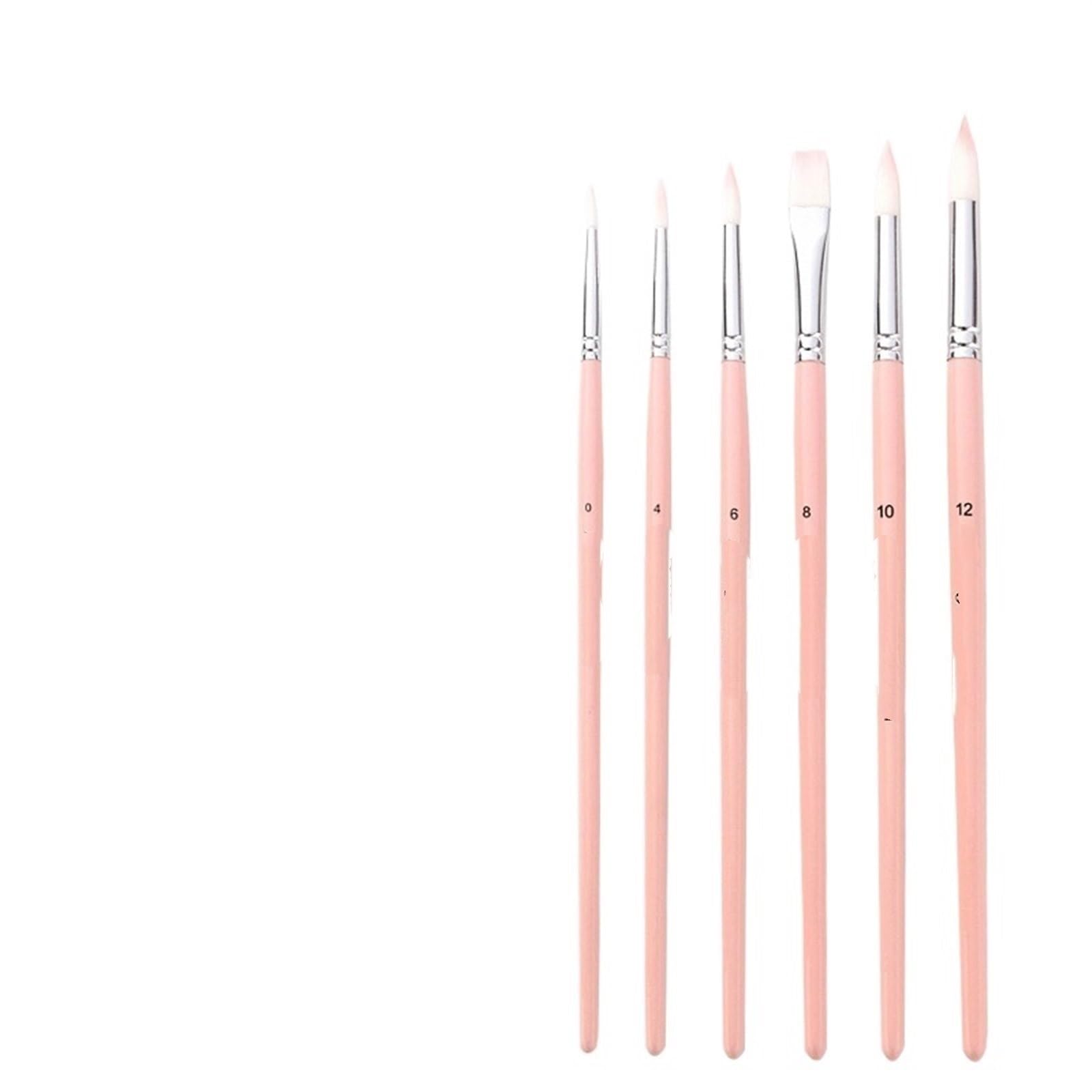 Paint Brushes 6Pcs/Set Nylon Watercolor Brushes Wood Handle Drawing Brush Art Acrylic Painting Supplies Stationery(Pink)