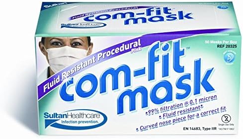 Sultan 20324 Comfit Fluid Resistant Earloop Mask, Blue (Pack of 50)