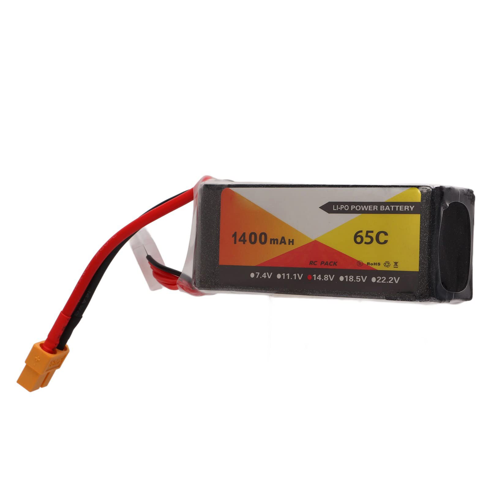 Batterie Lipo RC 1400mAh 14.8V 65C, Bloc d'alimentation à Haut Débit pour Avion télécommandé FPV Racing Quadcopter