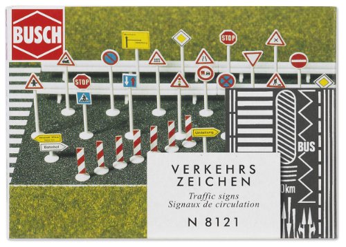 Busch - Modellismo Ferroviario, Set di cartelli segnaletici, Scala N