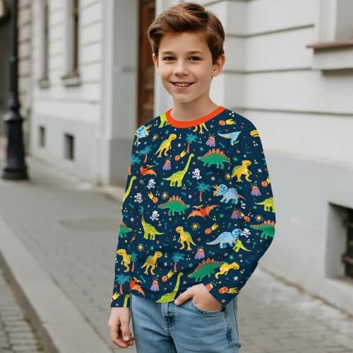 Image of Uourmeti Long Sleeve Tops for Boys Graphic T Shirts Teen Girls Active Pullover Tees