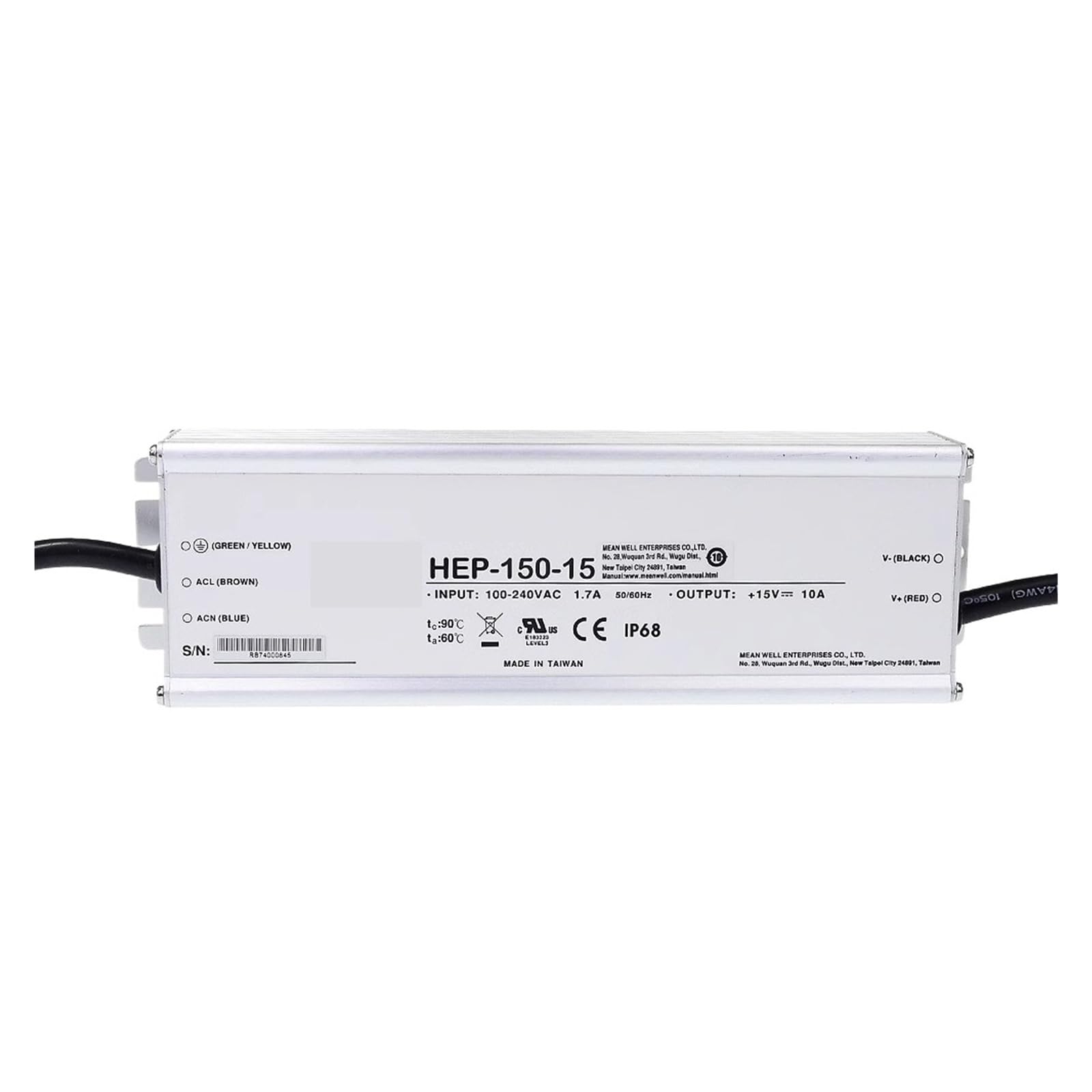 Alimentation à découpage HEP-150-12A standard industriel étanche 12V 150W