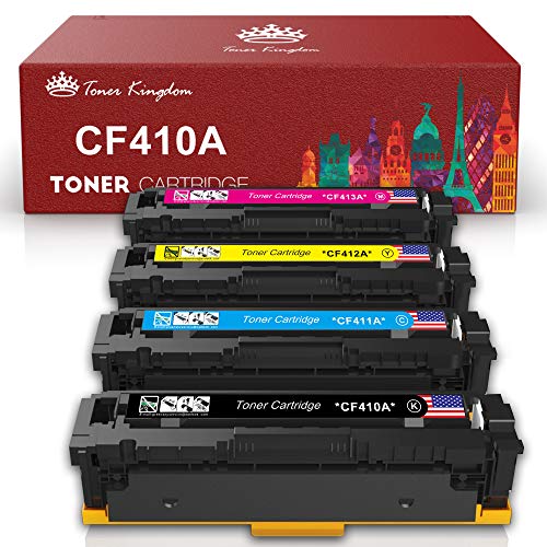 Toner Kingdom Compatible HP 410A CF410A CF411A CF412A CF413A Toner Cartridge Compatible for HP Color Laserjet Pro MFP M477fdn M477fdw M477fnw M452DN M452dw M452nw M377dw -Black, Cyan, Yellow, Magenta
