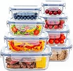 8 Conditionner des contenants de préparation de repas en verre avec lids, contenants pour la conservation des aliments en verre, contenant de repas hermétiques pour micro-ondes, four, congélateur et lave-vaisselle BPA Gratuit (bleu)