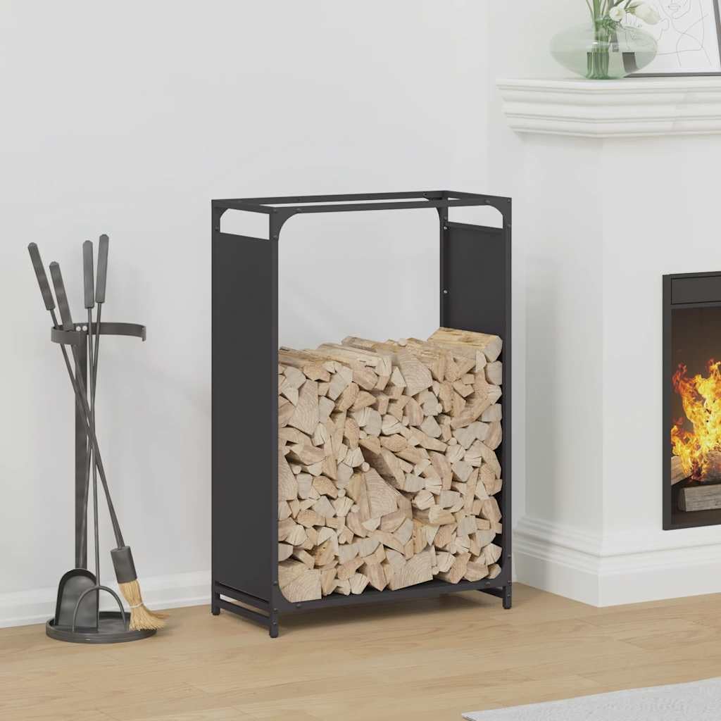 Genérico Leñero Negro 60x28x90 cm Acero Laminado en frío,Casa y jardín,Accesorios para hornos de leña y chimeneas,Bolsas y Soportes de leña-864211