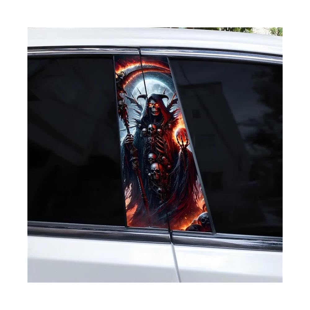 Body Parts 2pcs Knight Warrior Skull Car B-Pillar Vinyl Sticker Waterproof DIY(G)