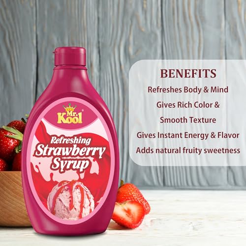 Image of Mr. Kool Strawberry Syrup 450g | Premium Strawberry Flavored Dessert & Milkshake Syrup | Ideal for Ice Cream, Pancakes, Waffles & Mocktails | Rich Taste & Aroma