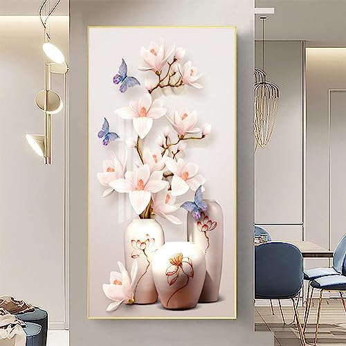Toile rétro papillon fleur style chinois vintage 50x100cm pour décoration salon