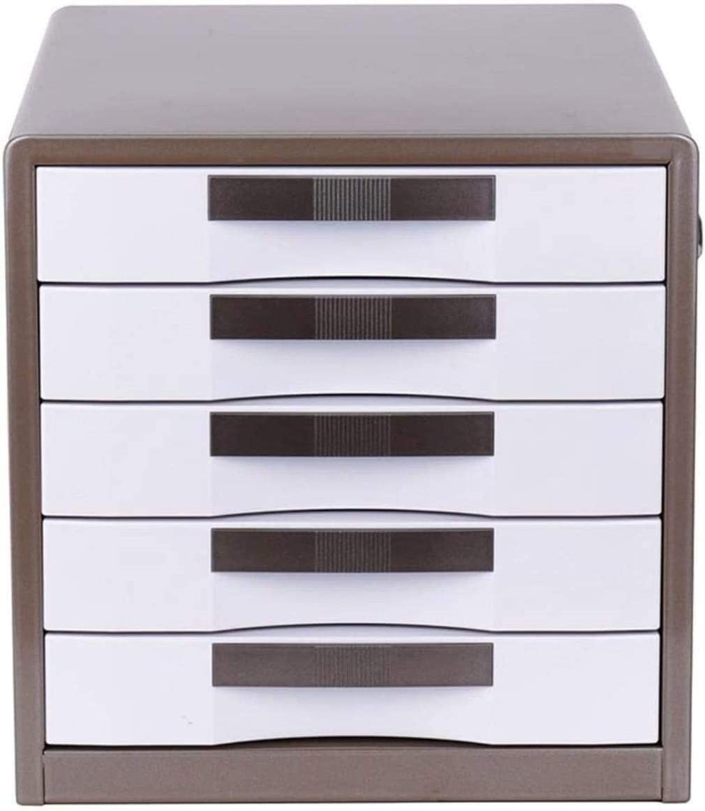 VUIKLCty Flat File Cabinet, Five Layer Durable Locked Metal Desktop File Cabinet, Data Storage Cabinet, Manager File Shelf Bookshelf