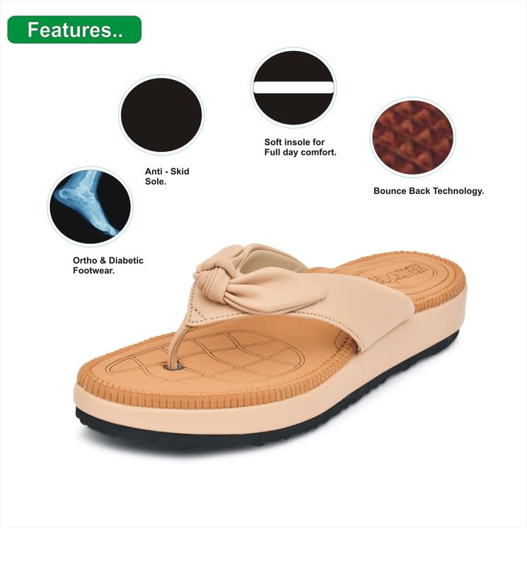 Image of HEALTH FIT Orthopedic with Super Extra Soft Ortho Care Anti-Skid Doubleu Flip-Flops for women Slippers /Doctor Chappal & Footwear HF330