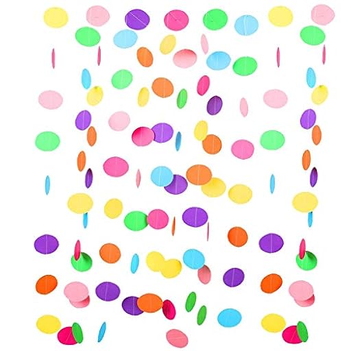 Guirnalda Papel Guisantes Multicolores de 9 Metros, Guirnalda de Círculos de Arco Iris para el Carnaval. Decoración Fiesta Cumpleaños Niños | Ya disponible en tu tienda friki favorita! En mundofriki.es!